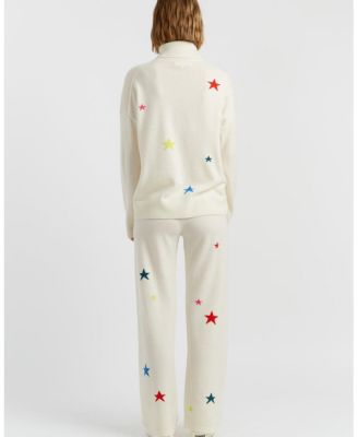Women's Wool Cashmere Star Wide-Leg Track Pants