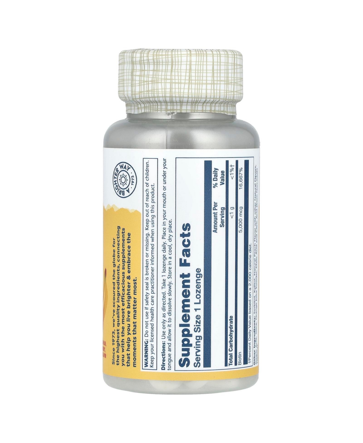 Solaray Biotin Natural Peach Strawberry Banana 5 000 mcg - 60 Lozenges