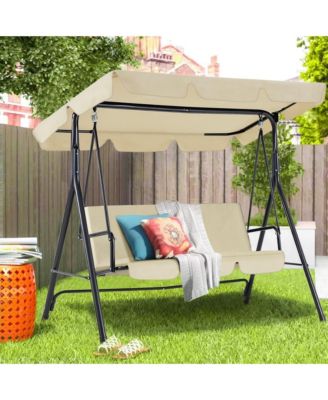 3-Person Metal Patio Swing with Removable Cushion Patio Swing Outdoor Porch Swing Chair for Adults for Garden Backyard Deck