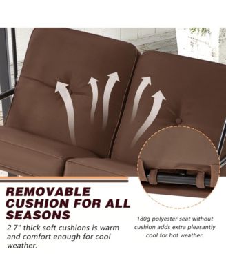 2-Person Metal Patio Swing with Removable Cushion Patio Swing Outdoor Porch Swing Chair for Adults for Garden Backyard Deck