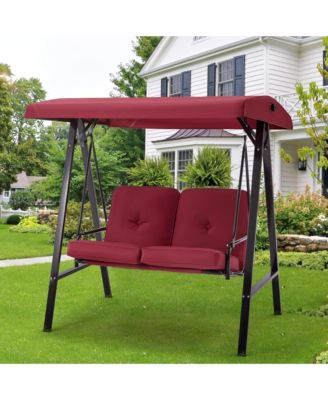 2-Person Metal Patio Swing with Removable Cushion Patio Swing Outdoor Porch Swing Chair for Adults for Garden Backyard Deck