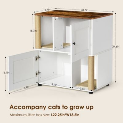 Storage Cabinet with Double Litter Box Enclosure with Shelve