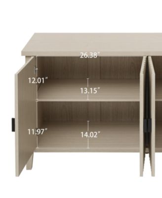 Carved Storage Cabinet With 4 Door Sideboard Coffee Bar Cabinet With Adjustable Shelf