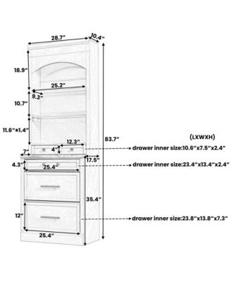 CASAINC 83.7-Inch Tall Freestanding Kitchen Pantry with Faux Marble Top and 5 Storage Drawers Curio Display Cabinet