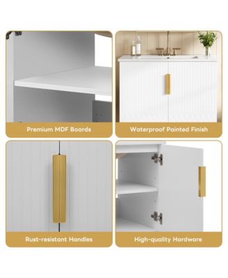 30" Bathroom Vanity with Ceramic Sink and 2 Doors, Vintage Style Storage Cabinet