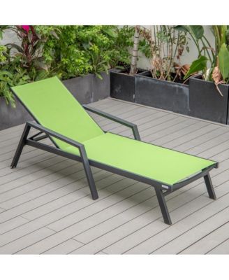 Marlin Patio Chaise Lounge Chair With Armrests in Black Aluminum Frame