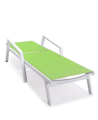 Marlin Patio Chaise Lounge Chair With Armrests in White Aluminum Frame