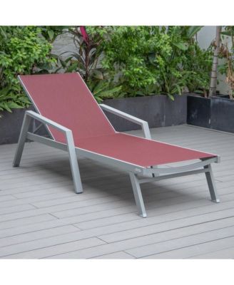 Marlin Patio Chaise Lounge Chair With Armrests in Grey Aluminum Frame
