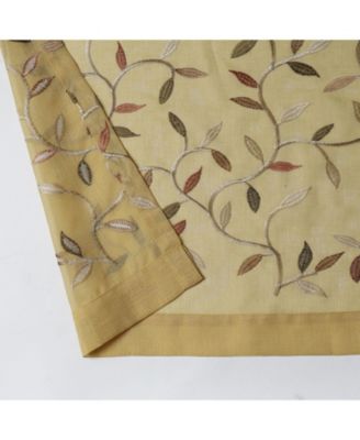 Shabby Sheer Embroidered Complete 3 Piece Floral Rod Pocket Cafe Kitchen Curtain Tier & Valance Set