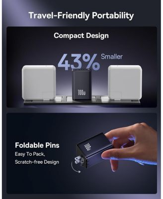 100W USB C Charger Block, 3-Port Foldable Compact PPS Wall Charger, Fast Charging Power Adapter for MacBook Pro/Air, iPad, iPhone 16/15, Galaxy S24, Steam Deck & More