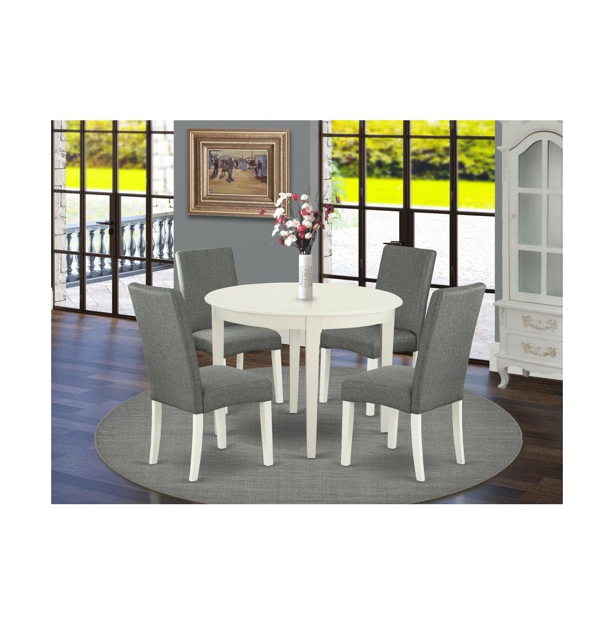 East West Furniture Dining Room Set Linen White