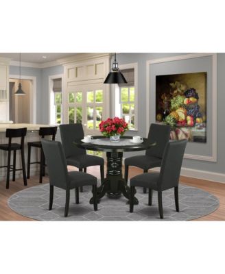 5-Piece Dinette Set with Round Table and 4 Wooden Chairs