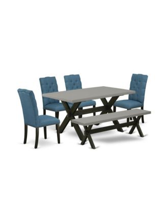 6-Piece Fashionable Dining Set an Outstanding  rectangular Table Top and  Dining Bench and 4 Attractive Chairs