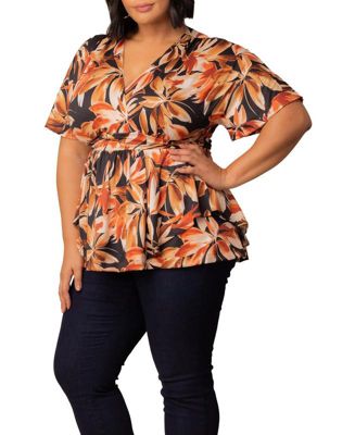 Plus Size Encore Short Sleeve Printed Top