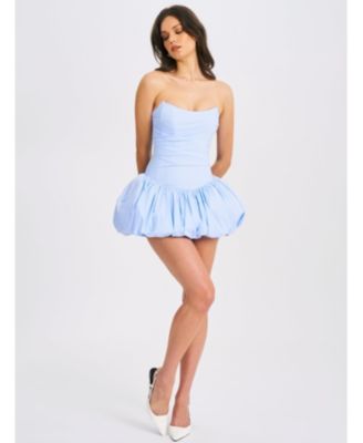 Women Oletta Blue Corset Strapless Bubble Hem Mini Dress