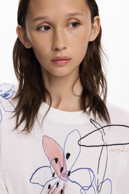 Women's Fine sweater with floral strokes