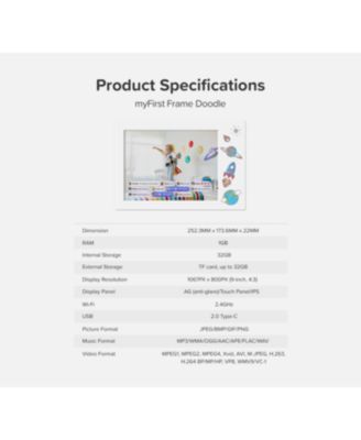 Smart WiFi Digital Photo Frame myFirst Frame Doodle 9 Inch LCD Touch Screen, Auto-Rotate, 32GB Memory with Cloud Storage