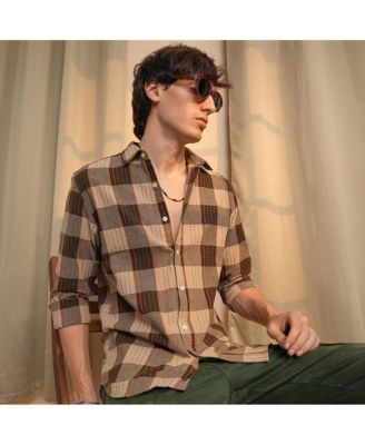 Men's Chocolate Brown Chalk-Buffalo Check Shirt