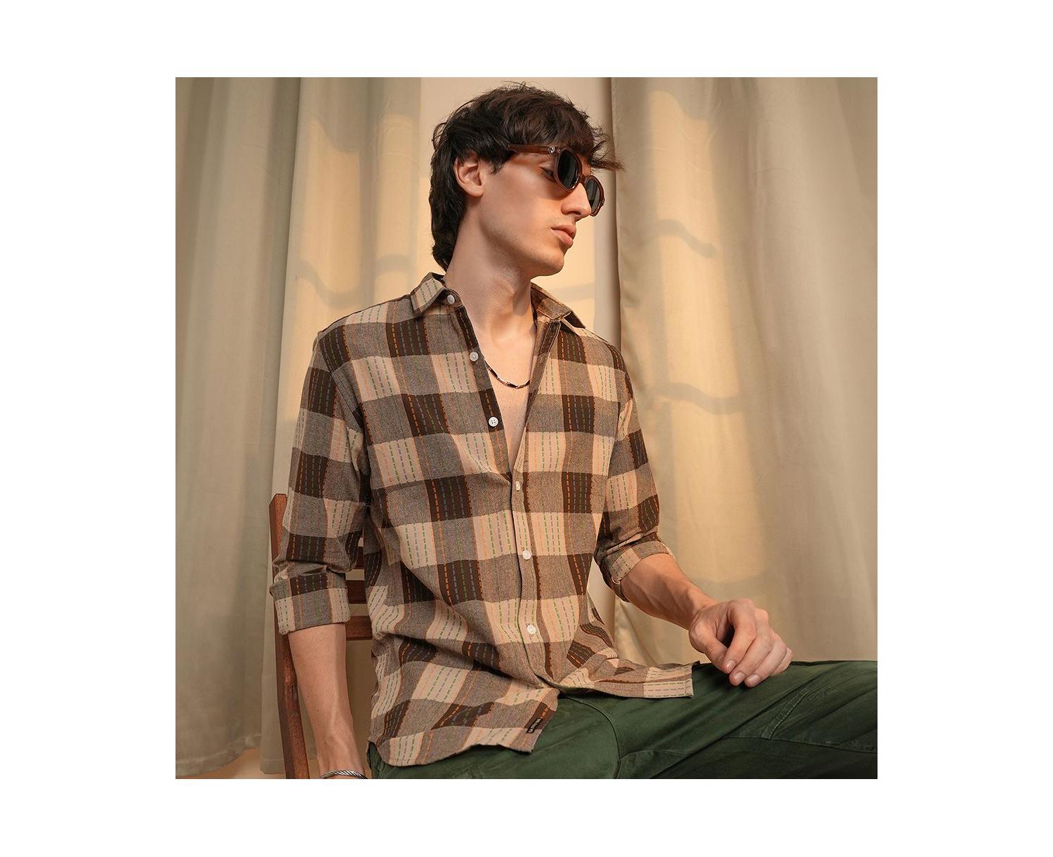 Men's Chocolate Brown Chalk-Buffalo Check Shirt