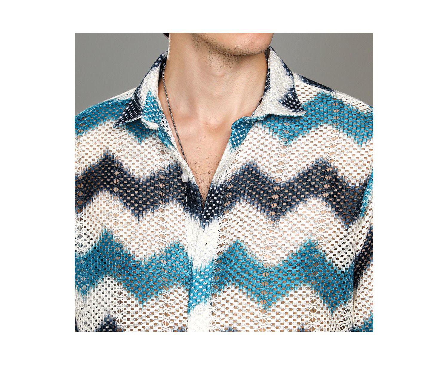 Men's Chevron-Block Knit Shirt