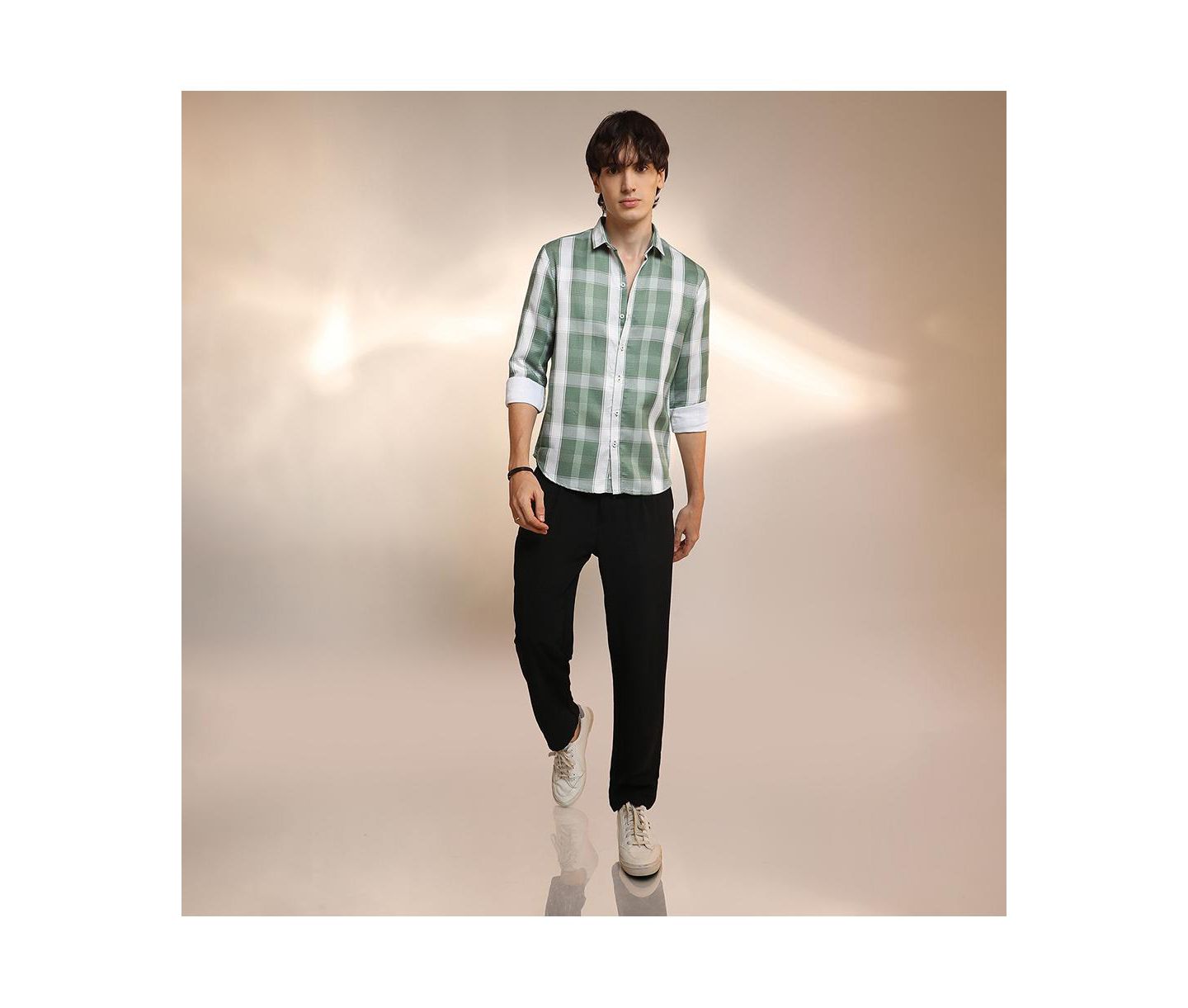 Мужская рубашка Cahoot Campus Sutra Sage Green Tartan Plaid, цвет: Зелёный — фото 5