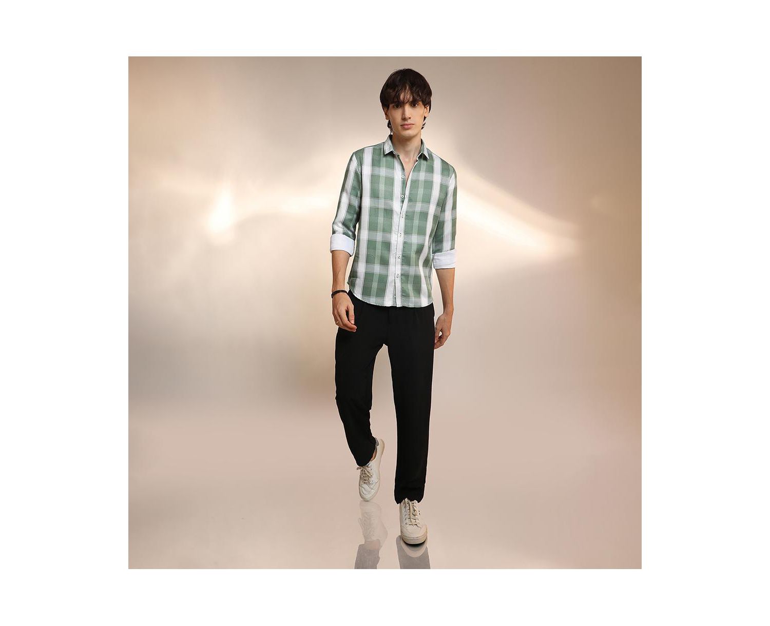 Men's Sage Green Tartan Plaid Shirt
