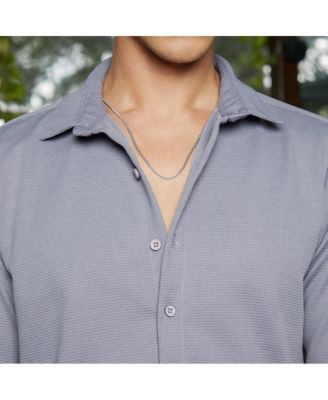 Men's Coin Grey Waffle-Textured Shirt