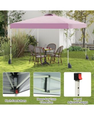 10 X 10 FT Pop up Canopy Tent with 1 Sidewall Wheeled Bag 8 Stakes & 4 Wind Ropes