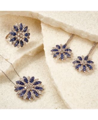 Suzy Levian Sterling Silver Sapphire & Created White Sapphire Large Pendant