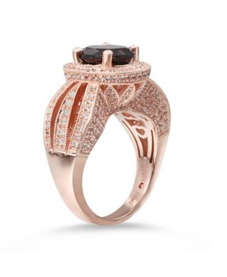 Suzy Levian Sterling Silver Oval Cut Center Topaz Cocktail Ring