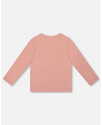 Girl Cotton Long Sleeve T-Shirt Dusty Pink with Sequin Unicorn - Toddler|Child