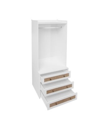 Tall Cabinet with 3 Drawers Rattan High Wardrobe Armoire