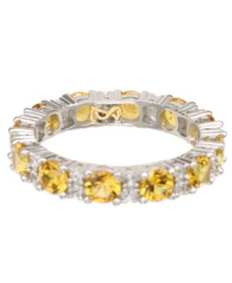 Suzy Levian Sterling Silver Sapphire & Created White Sapphire Round Cut Eternity Band Ring