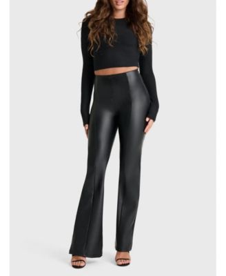 Women's Faux Leather High-Rise Sculpting Super Flares