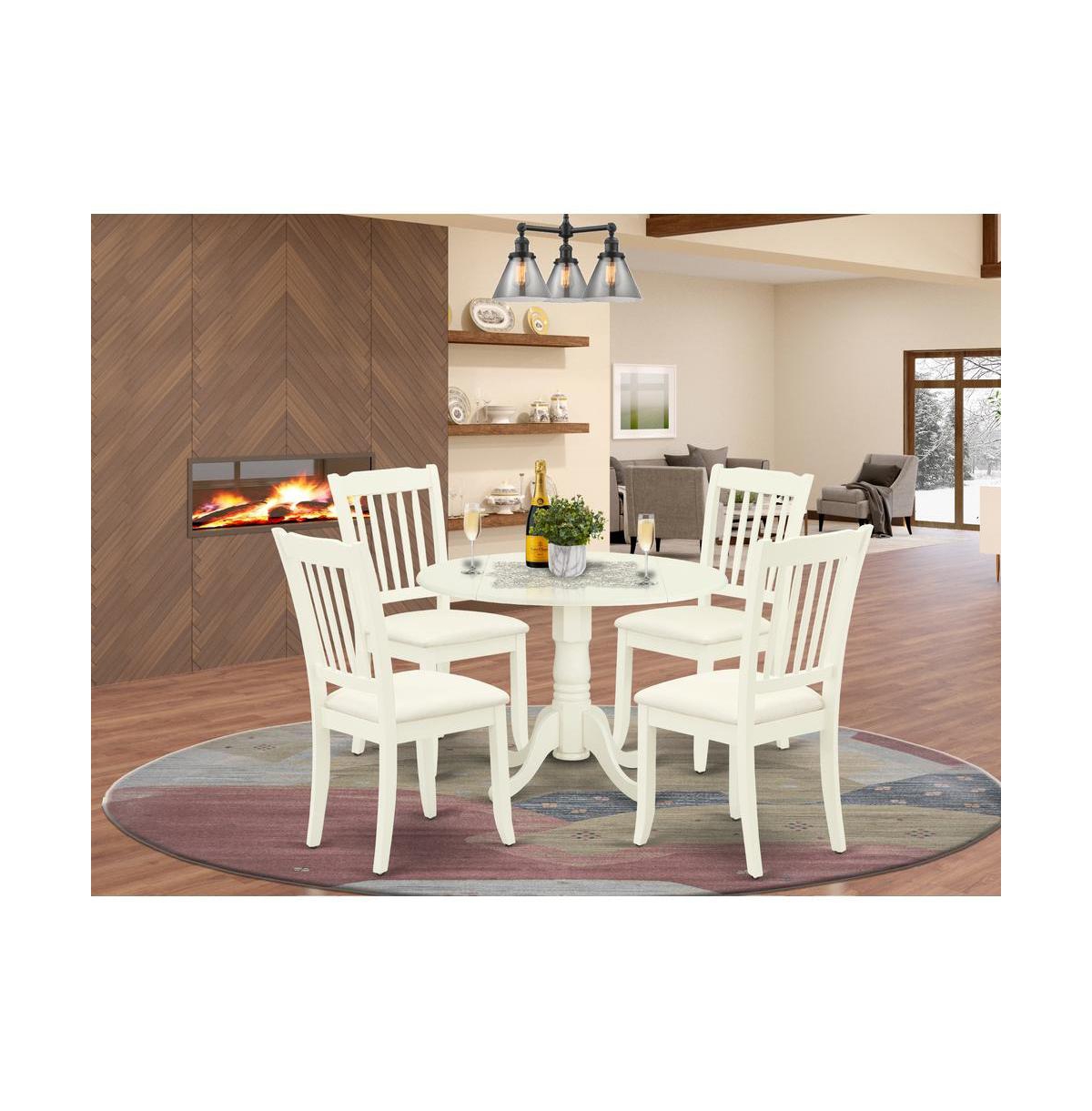 East West Furniture Dining Room Set Linen White
