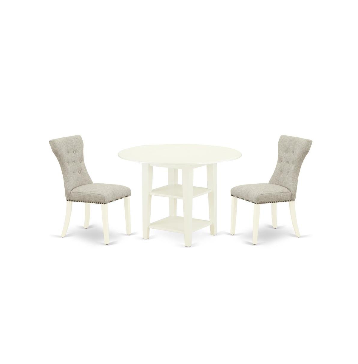 East West Furniture Dining Room Set Linen White