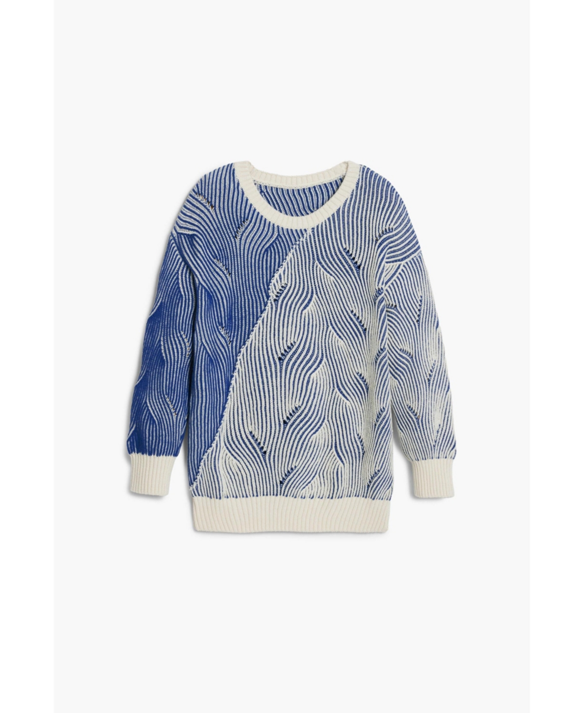 Desigual Girls's Textured Striped Sweater In Blue