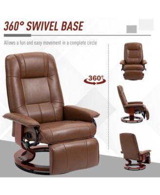 One Pack Faux Leather Swivel Wood Base, Manual Recliner