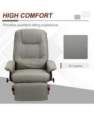 Faux Leather Manual Recliner with Swivel Wood Base Padded Armrest