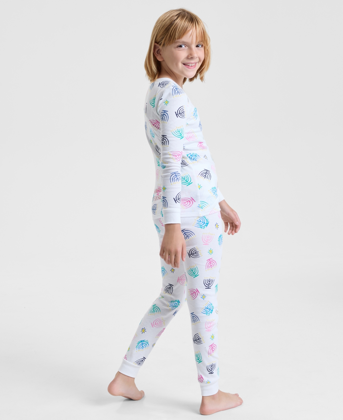 Holiday Lane Kids 5-14 Multi Menorah Snug-Fit Pajama Set, Macy's Exclusive