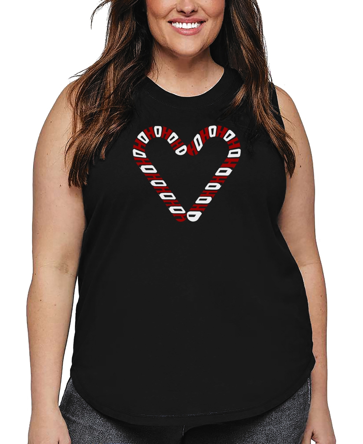La Pop Art Plus Size Have Yourself A Merry Little Christmas Word Art Tank Top In Black