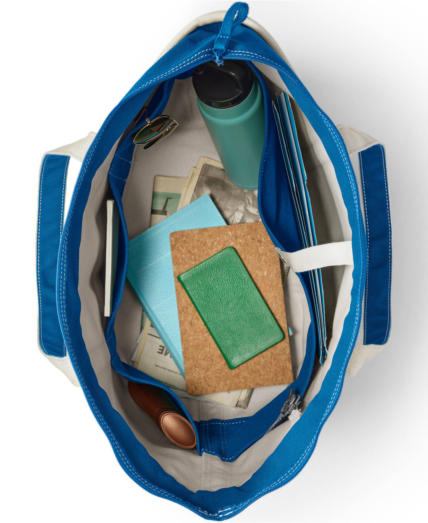 Large 5 Pocket Zip Top Canvas Tote Bag