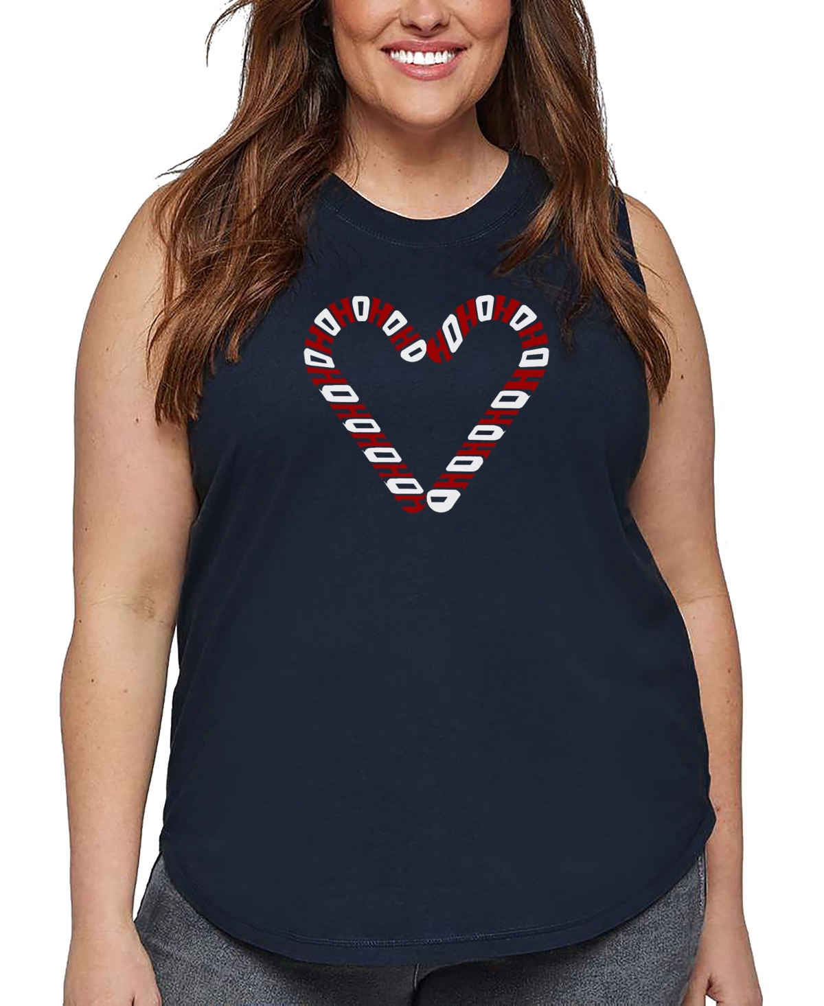 La Pop Art Plus Size Crazy Little Thing Called Love Word Art Tank Top In Blue