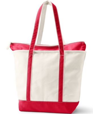 Large 5 Pocket Zip Top Long Handle Canvas Tote Bag