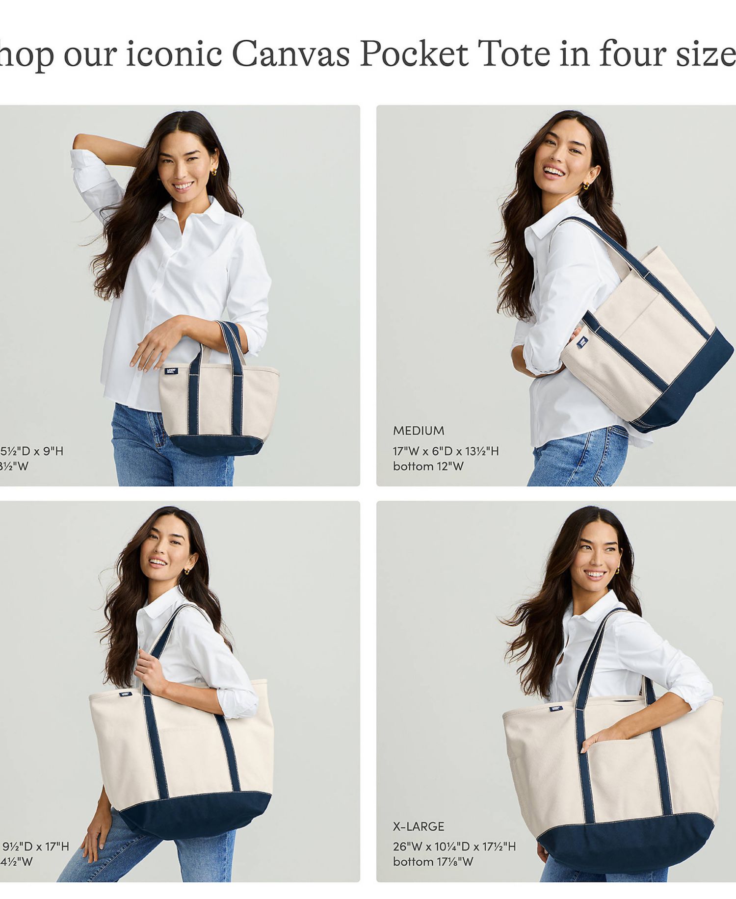 Medium Solid Color 5 Pocket Zip Top Canvas Tote Bag