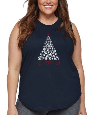 Plus Size Paw Christmas Tree Art Tank Top