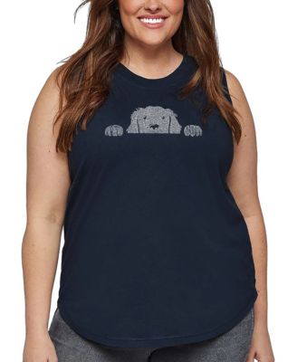 Plus Size Peeking Dog Word Art Tank Top