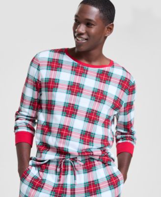 Men's Merry Plaid Crew Neck Matching Family Pajamas Set, Created for Macy's