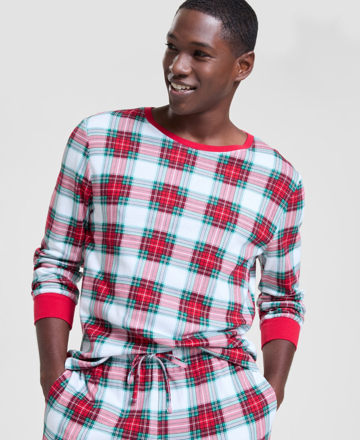 Holiday Lane 's Men's Merry Plaid Crew Neck Matching Family Pajamas Set, Created For Macy's In Multi