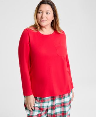 Women's Plus Size Merry Plaid Crew Neck Matching Family Pajamas Set, Created for Macy's